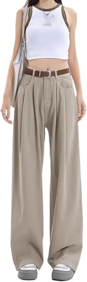 Wide-Leg Jeans High-Waisted Straight-Leg Pants for Women