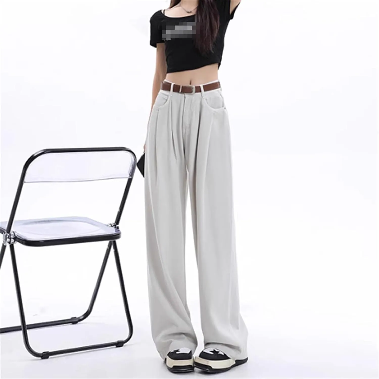 Wide-Leg Jeans High-Waisted Straight-Leg Pants for Women