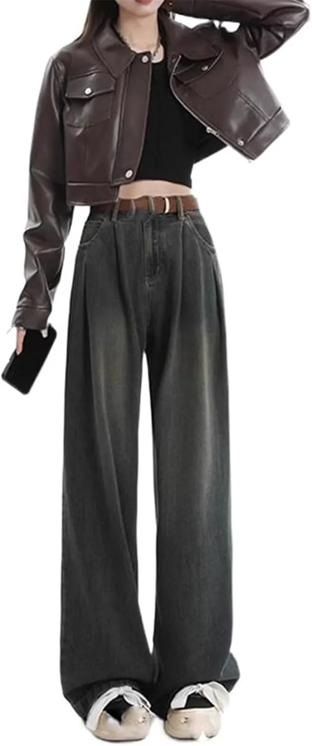 Wide-Leg Jeans High-Waisted Straight-Leg Pants for Women