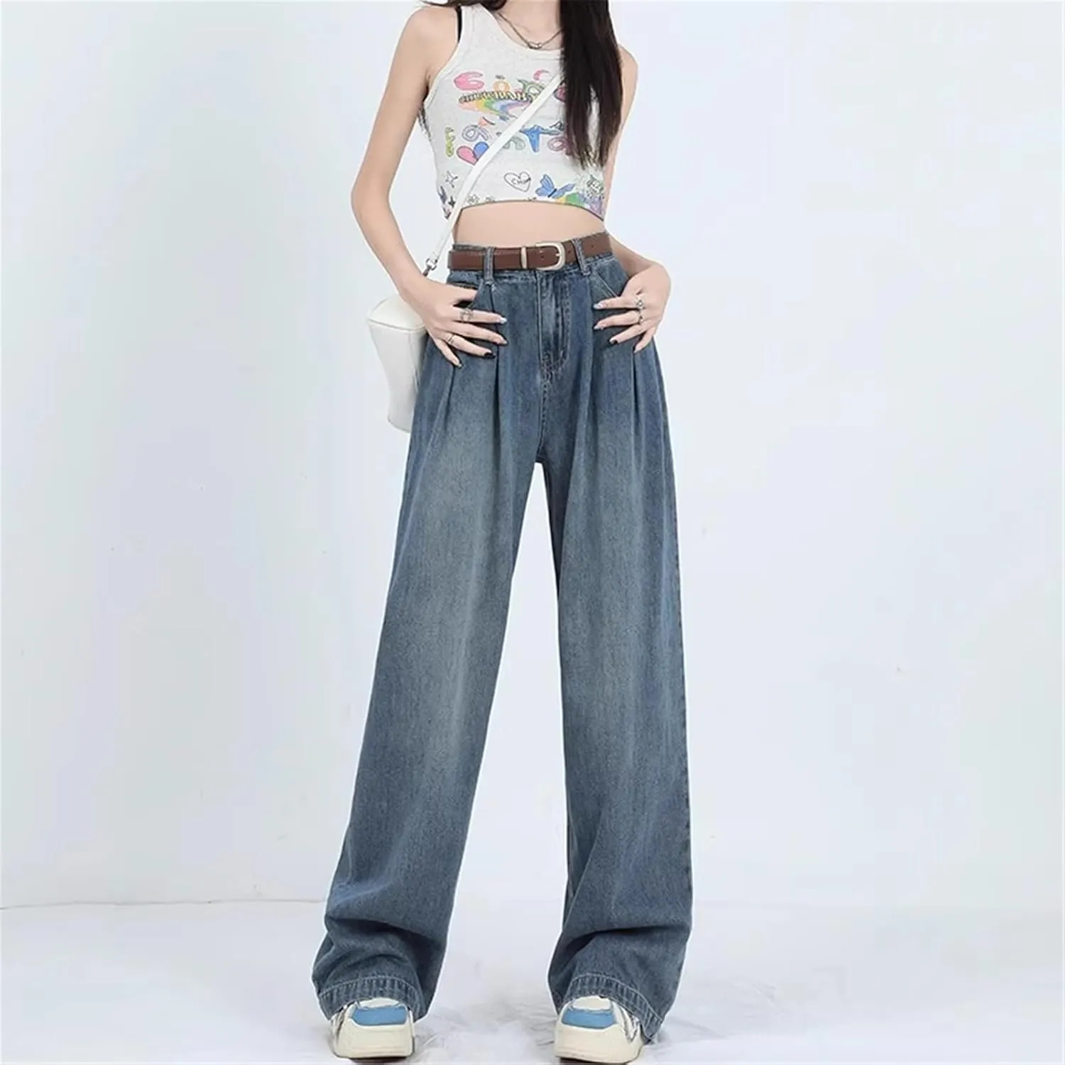 Wide-Leg Jeans High-Waisted Straight-Leg Pants for Women