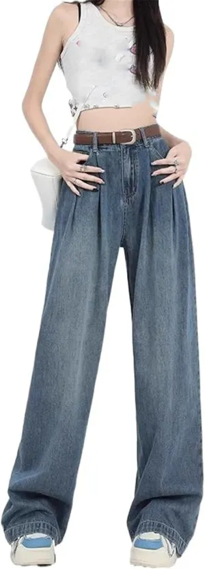 Wide-Leg Jeans High-Waisted Straight-Leg Pants for Women
