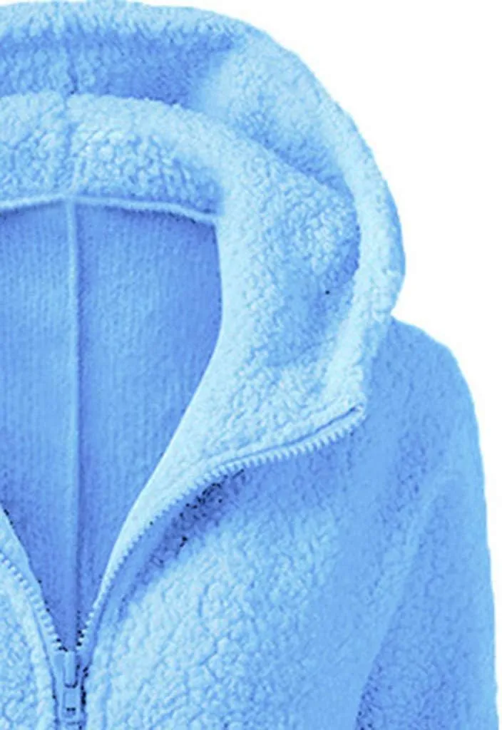 Winter Coats for Women Trendy Zipper Hooded Fleece Jacket Casual Warm Long Sleeve Padded Outwear Soft Comfy Teddy Coat
