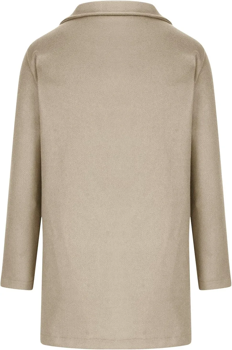 Winter Wool Pea Coat for Women Single Breasted Stand Collar Trench Coat Mid Length Loose Casual Overcoat