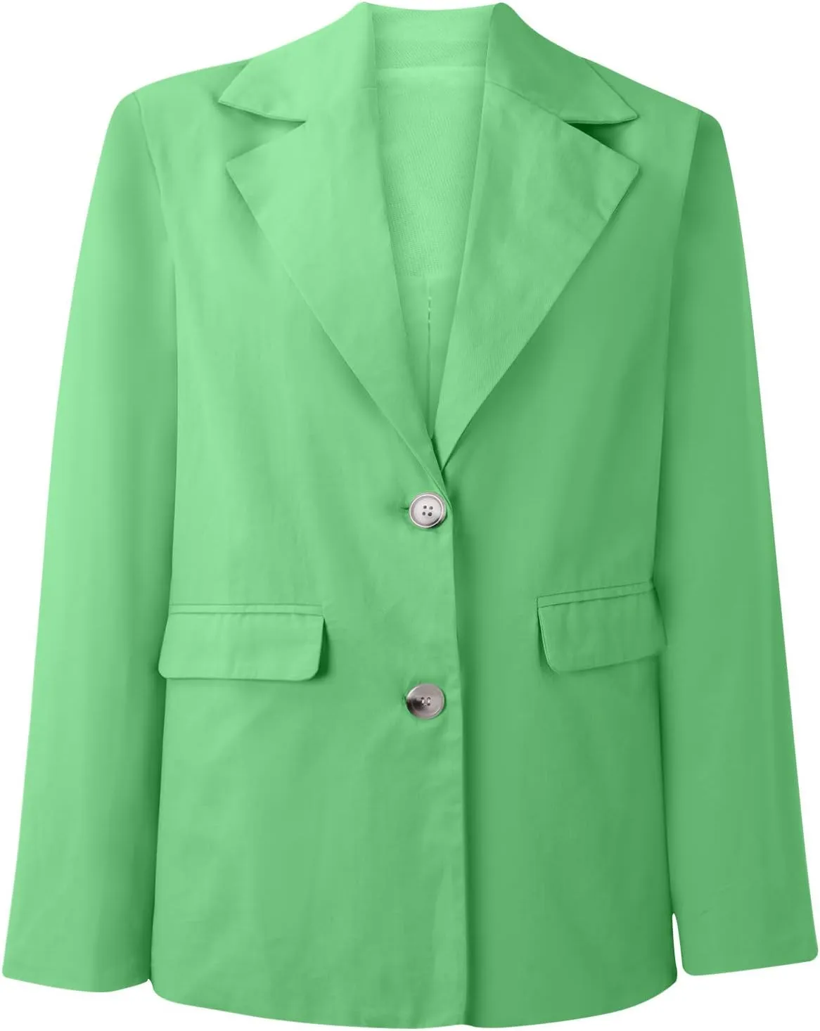Wkishenl Women Long Sleeve Button Blazers Oversized Solid Notched Lapel Jackets Blazer 2024 Fashion Pocket Work Office Coats