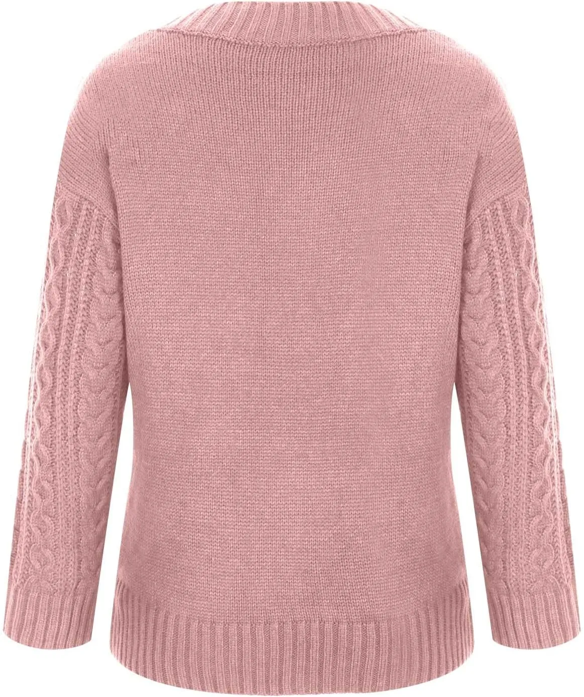Women Cable Knitted Sweaters 2023 Fall V Neck Chunky Ribbed Sweaters Oversized Pullover Jumper Tops Fashion Outfits