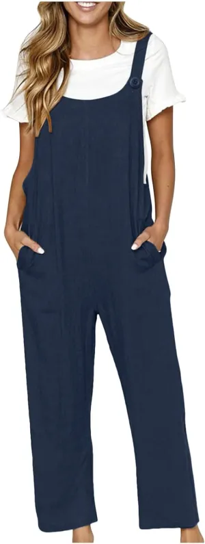 Women Coveralls Pants Catsuit for Women Linen Loose Fit Thin Overall Summer Fall Coveralls 2025 Trendy