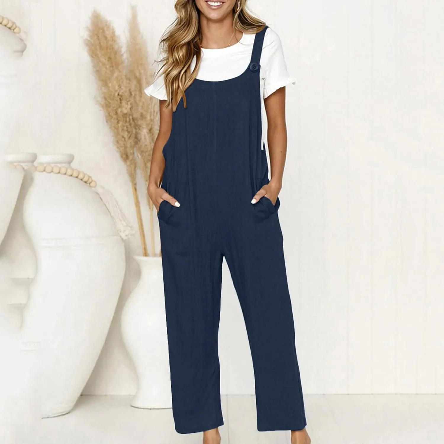 Women Coveralls Pants Catsuit for Women Linen Loose Fit Thin Overall Summer Fall Coveralls 2025 Trendy