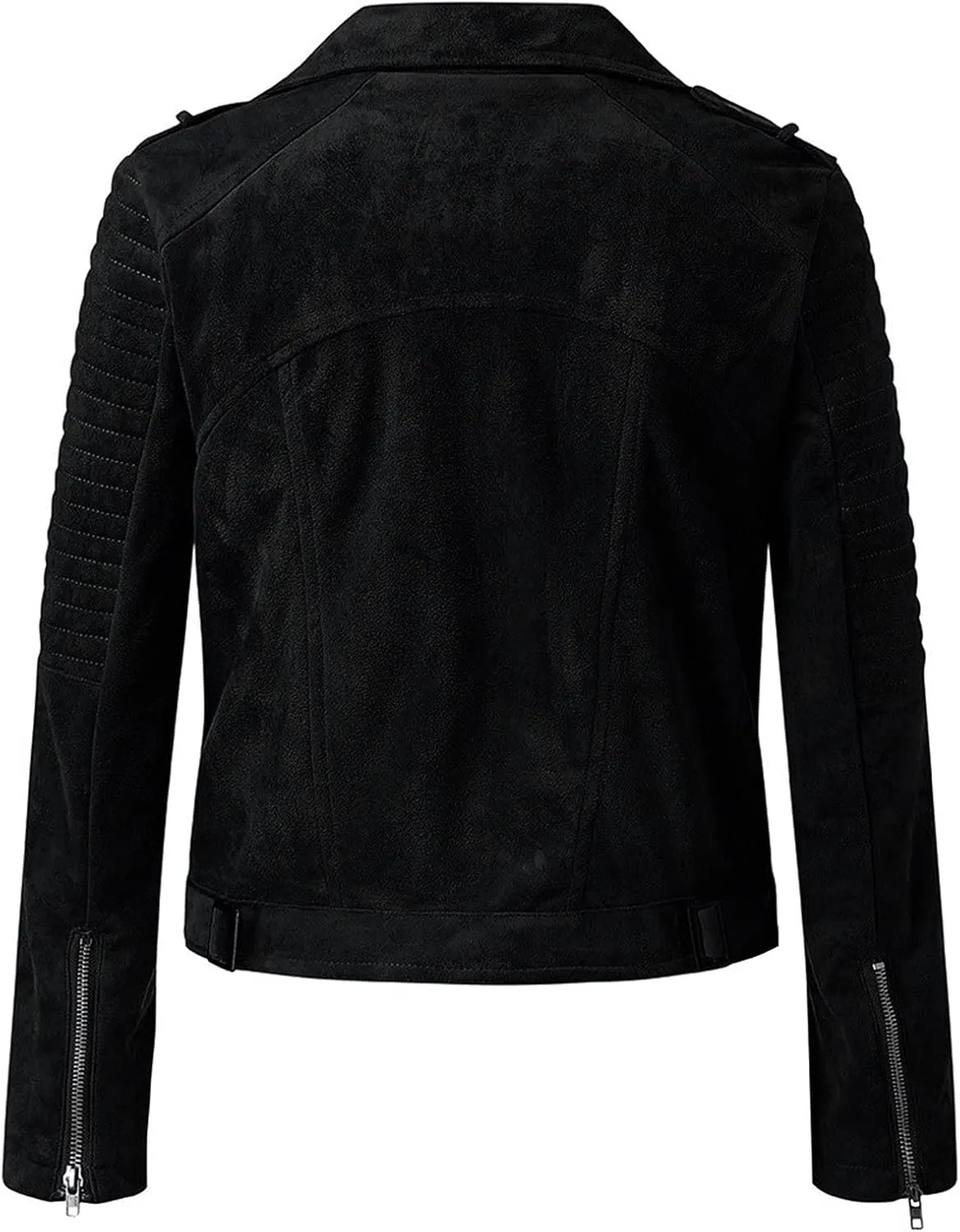 Women Faux Leather Casual Jackets Zip Pockets Cropped Pleather Jacket Plus Size Slim Lapel Punk Motorcycle Bike Coat