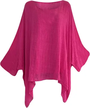 Women Linen Cotton Tops Tunic Top – Casual Batwing Long Sleeve Baggy T Shirt Tees Oversized Loose Flowy Blouse