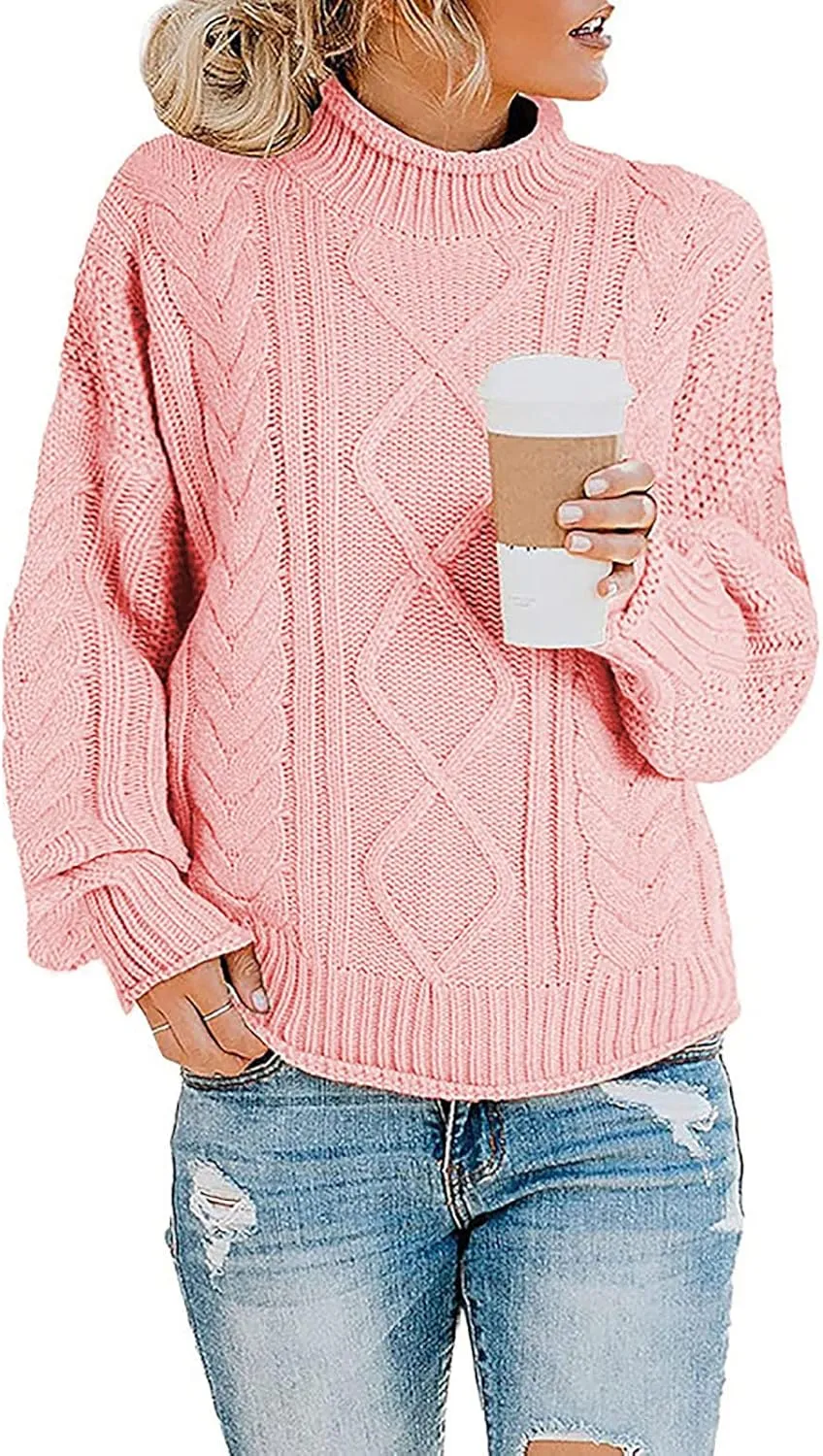 Women Oversized Sweater Turtle Neck Dressy Knit Sweater Pullover Tops Chunky Long Sleeve Y2K Sweater Blouse for Fall