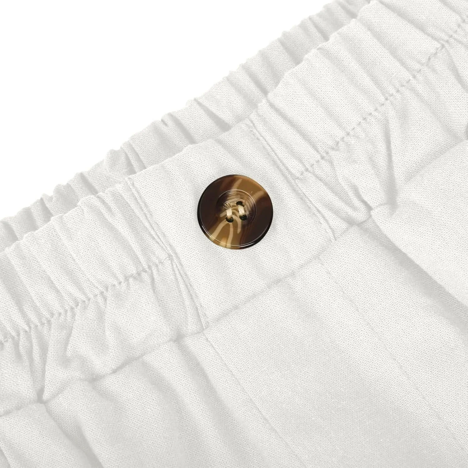 Women Summer Cotton Linen Bermuda Shorts Elastic Waist Wide Leg Shorts Loose Knee Length Shorts Casual Beach Shorts