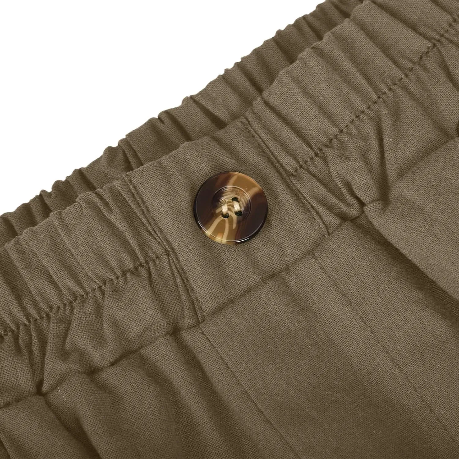 Women Summer Cotton Linen Bermuda Shorts Elastic Waist Wide Leg Shorts Loose Knee Length Shorts Casual Beach Shorts