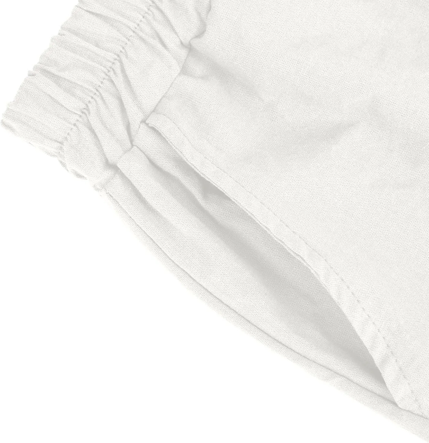 Women Summer Cotton Linen Bermuda Shorts Elastic Waist Wide Leg Shorts Loose Knee Length Shorts Casual Beach Shorts
