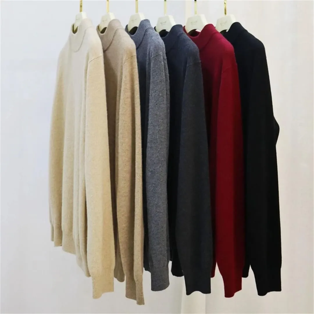 Women Thick Cashmere Sweater Mock Neck Knit Sweaters Pullover Turtleneck Oversized Jumpers