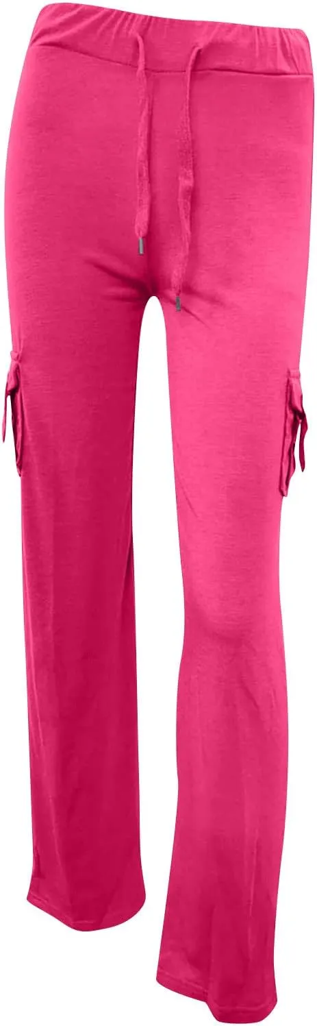 Women Wide Leg Pants High Waist Stretch Flare Leggings Workout Cargo Sweatpants Soft Drawstring Athletic Pants
