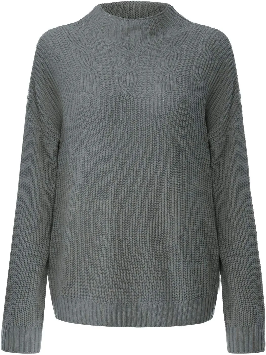 Women's 2023 Turtleneck Long Sleeve Sweaters Casual Loose Oversized Chunky Cable Knitted Pullover Sweater Jumper Tops