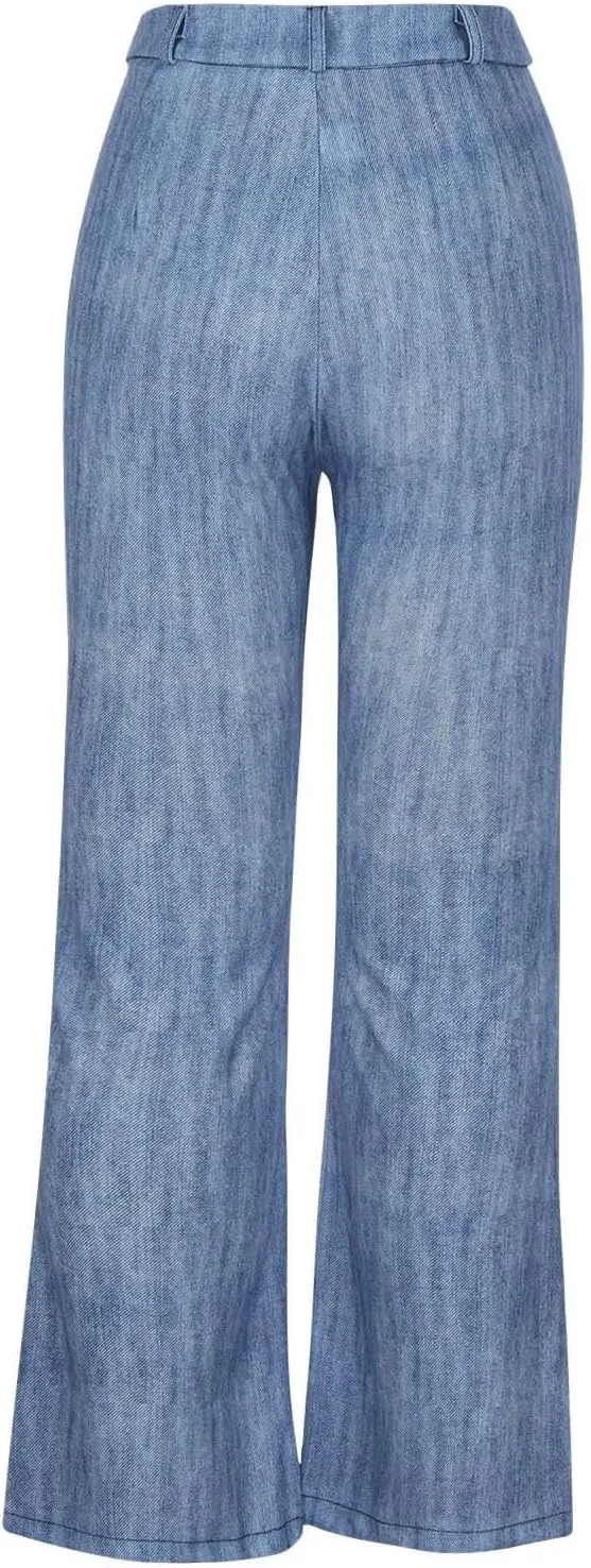 Womens Bell Bottom Pants Low Rise Slim Jeans Stretch Wide Leg Jeans Ripped Skinny Flared Jean Bootcut Jeans