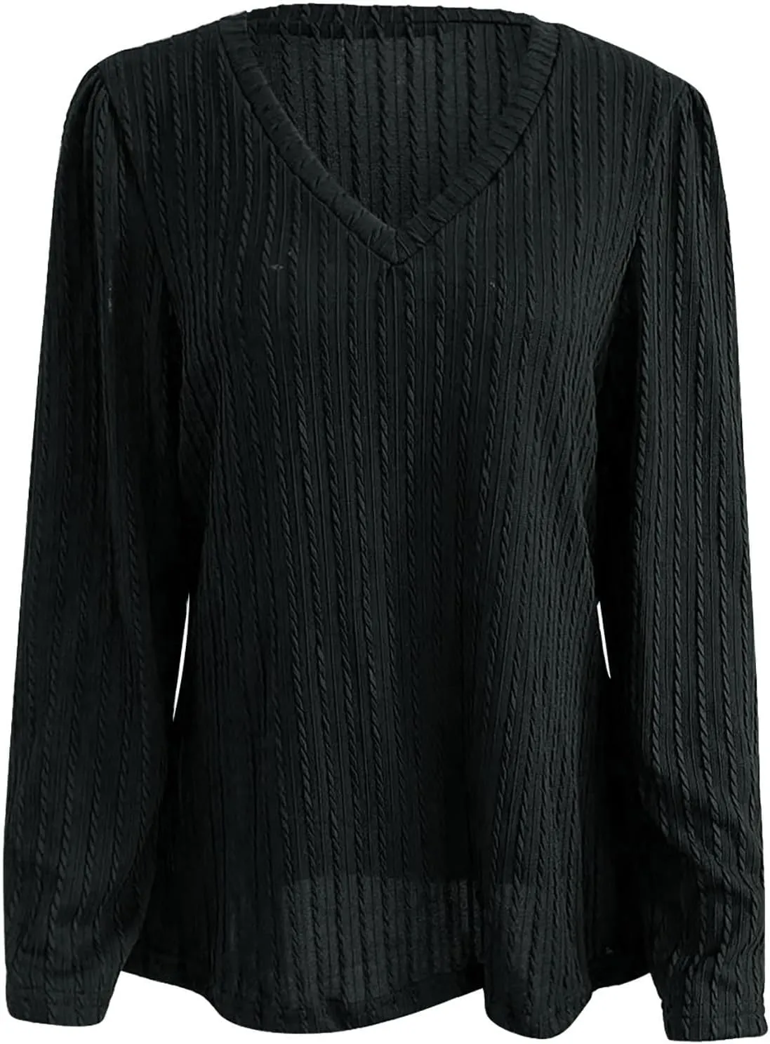 Women's Cable Knit Sweaters Long Sleeve V Neck Blouse Trendy 2024 Solid Color Sweater Tops Ladies Fall Daily Tops