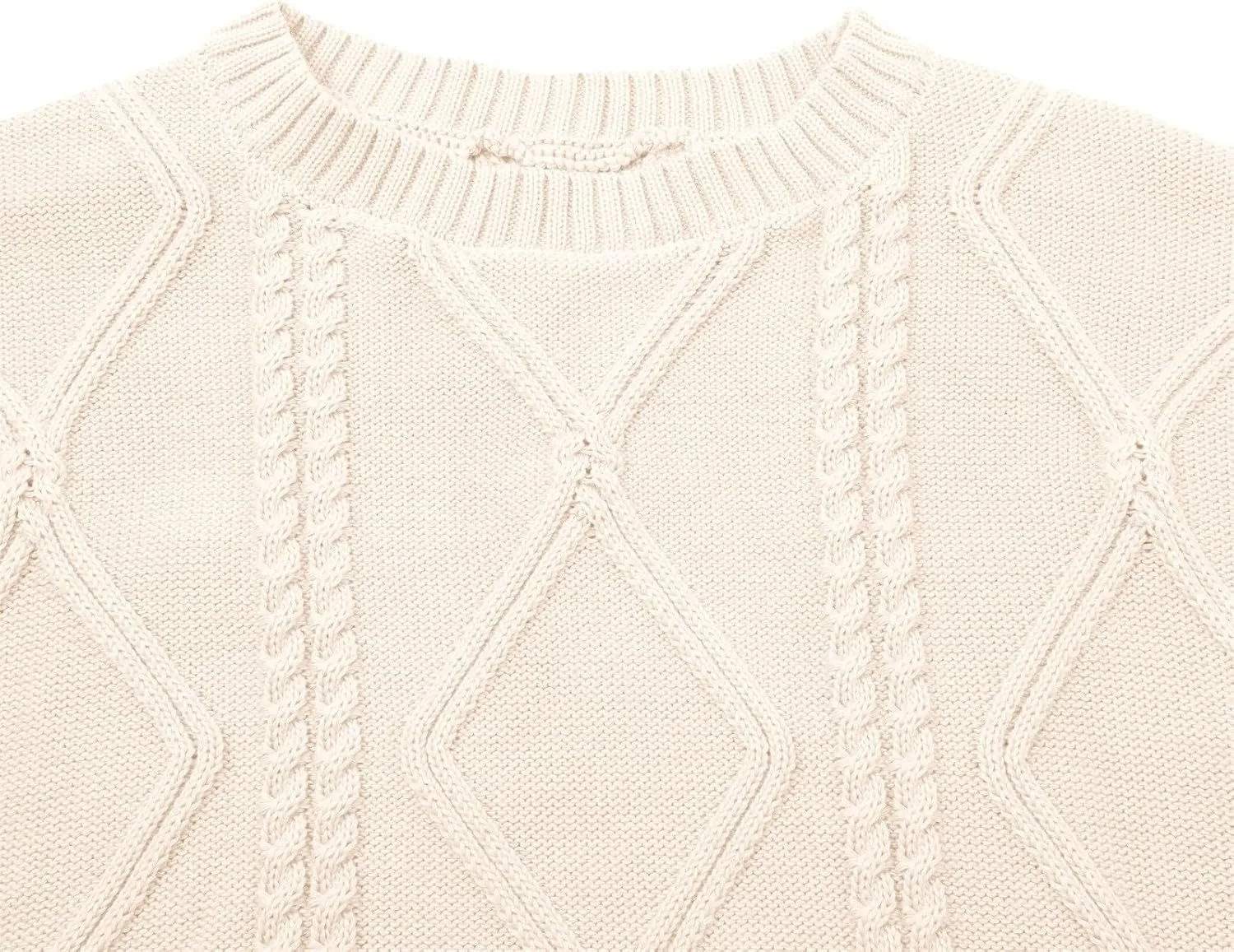 Womens Cable Knitted Sweater Long Sleeve Crew Neck Casual Fall Shirts Loose Fit Solid Color Pullover Sweaters Tops