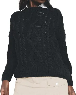Womens Cable Knitted Sweater Long Sleeve Crew Neck Casual Fall Shirts Loose Fit Solid Color Pullover Sweaters Tops