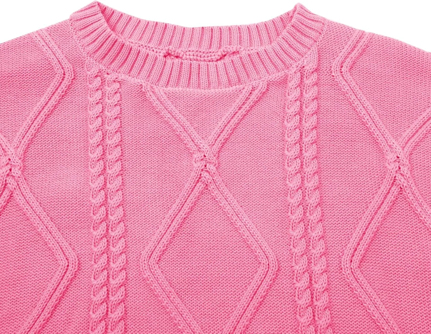 Womens Cable Knitted Sweater Long Sleeve Crew Neck Casual Fall Shirts Loose Fit Solid Color Pullover Sweaters Tops