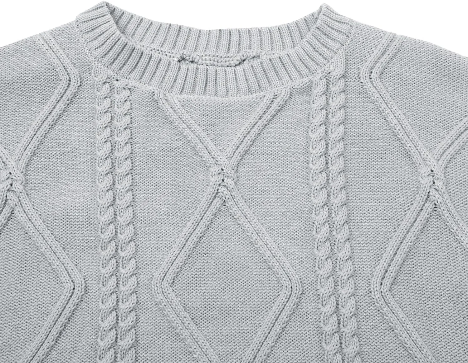 Womens Cable Knitted Sweater Long Sleeve Crew Neck Casual Fall Shirts Loose Fit Solid Color Pullover Sweaters Tops