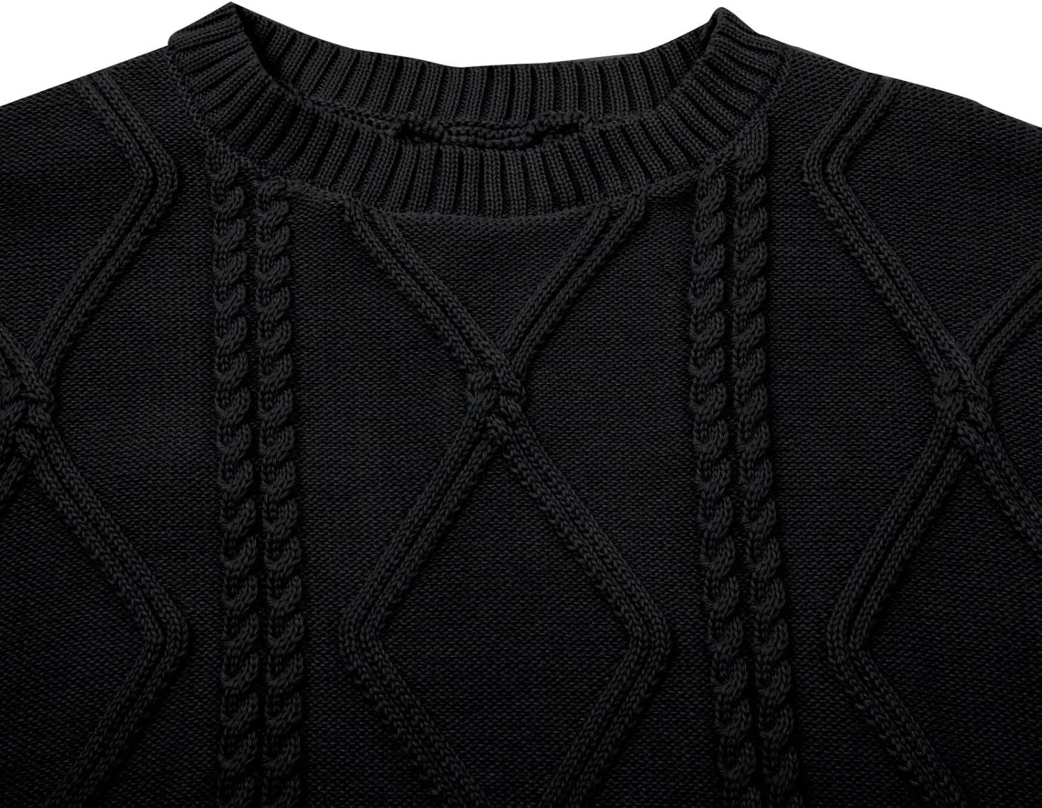 Womens Cable Knitted Sweater Long Sleeve Crew Neck Casual Fall Shirts Loose Fit Solid Color Pullover Sweaters Tops