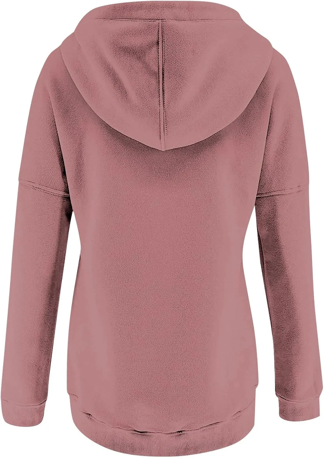 Womens Casual Hoodies Fall Button Long Sleeve Sweatshirts Solid Color Drawstring Pullover Hooded Shirts with Pocket