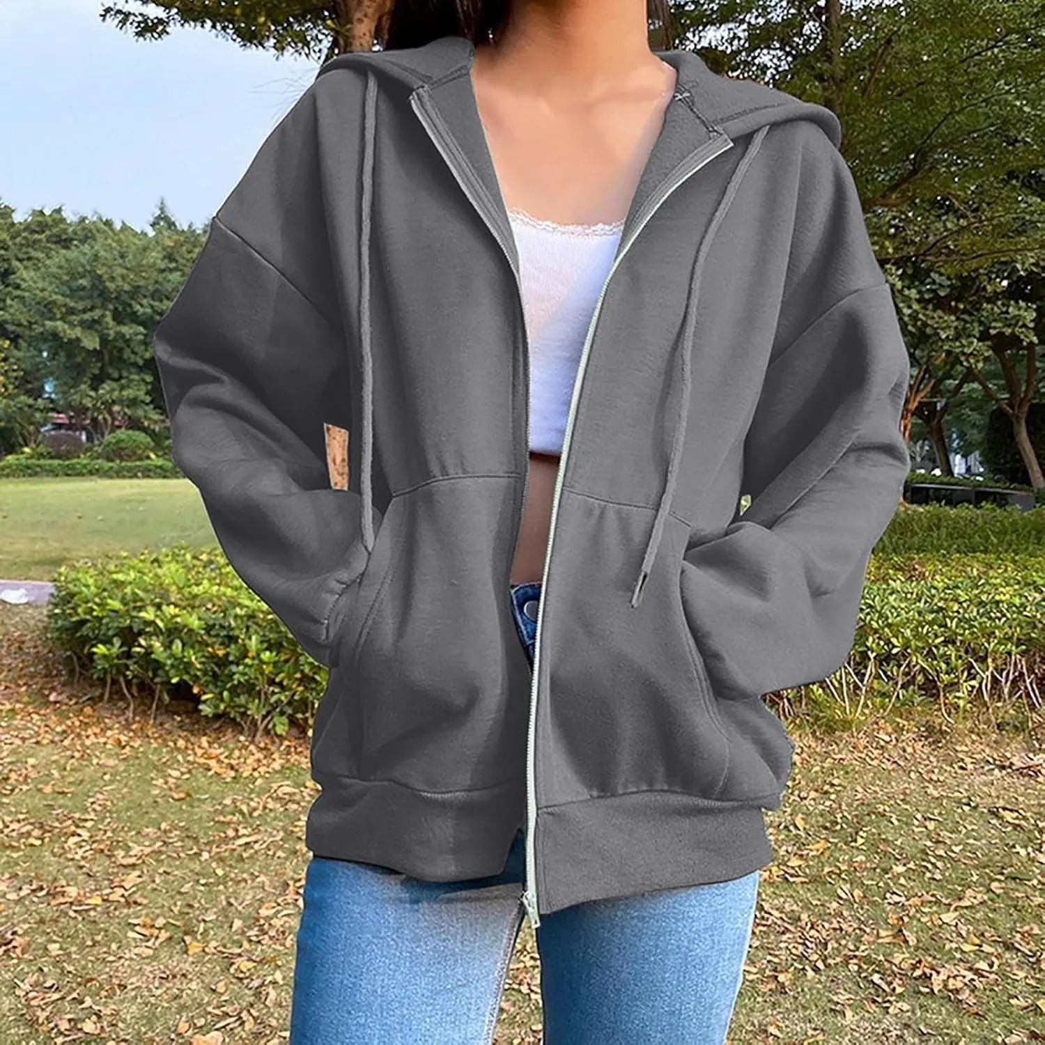 Women's Casual Hoodies Long Sleeve Hooded Zipper Solid Color Coat Casual Warm Outwear Women's Casual Hoodies Long