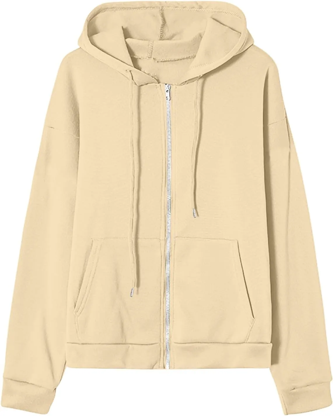 Women's Casual Hoodies Long Sleeve Hooded Zipper Solid Color Coat Casual Warm Outwear Women's Casual Hoodies Long