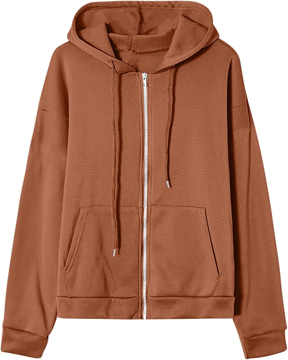 Women's Casual Hoodies Long Sleeve Hooded Zipper Solid Color Coat Casual Warm Outwear Women's Casual Hoodies Long