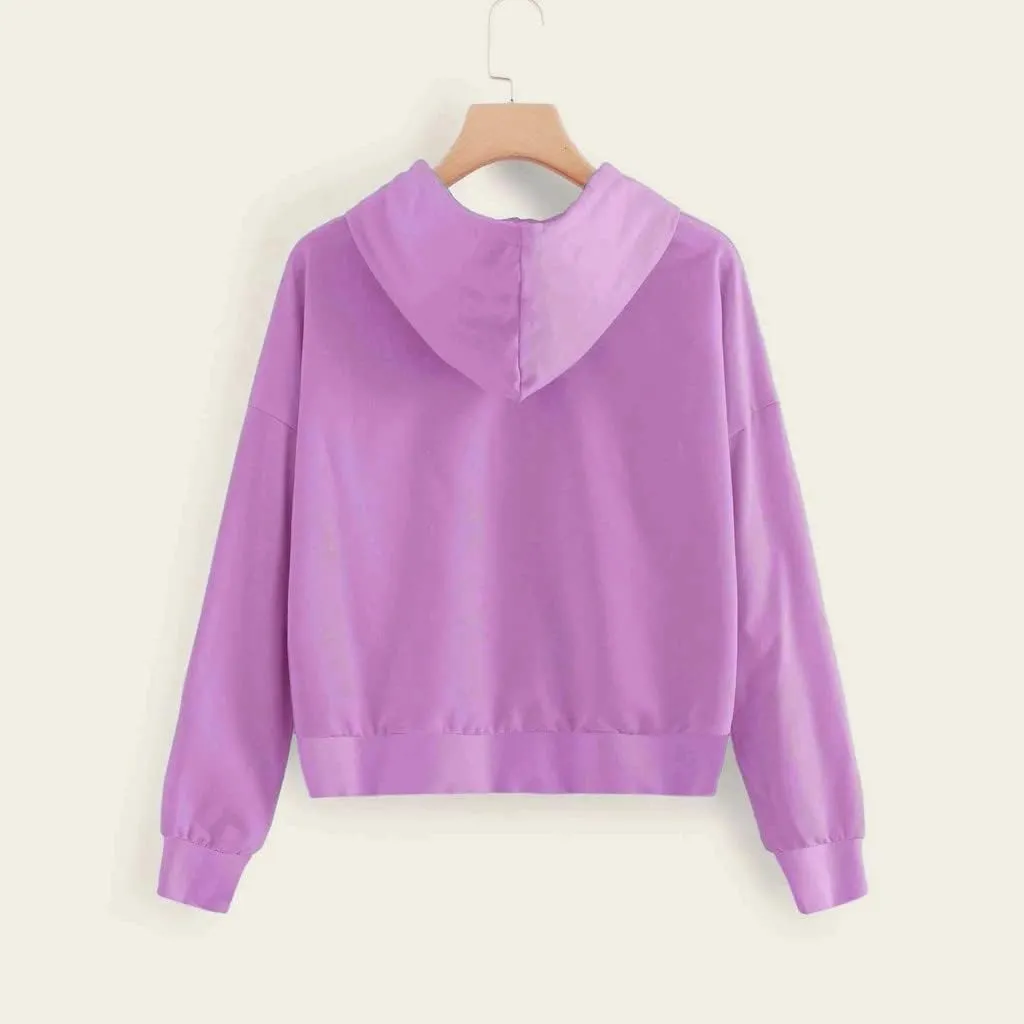 Women's Casual Hoodies Long Sleeve Hooded Zipper Solid Color Coat Casual Warm Outwear Women's Casual Hoodies Long