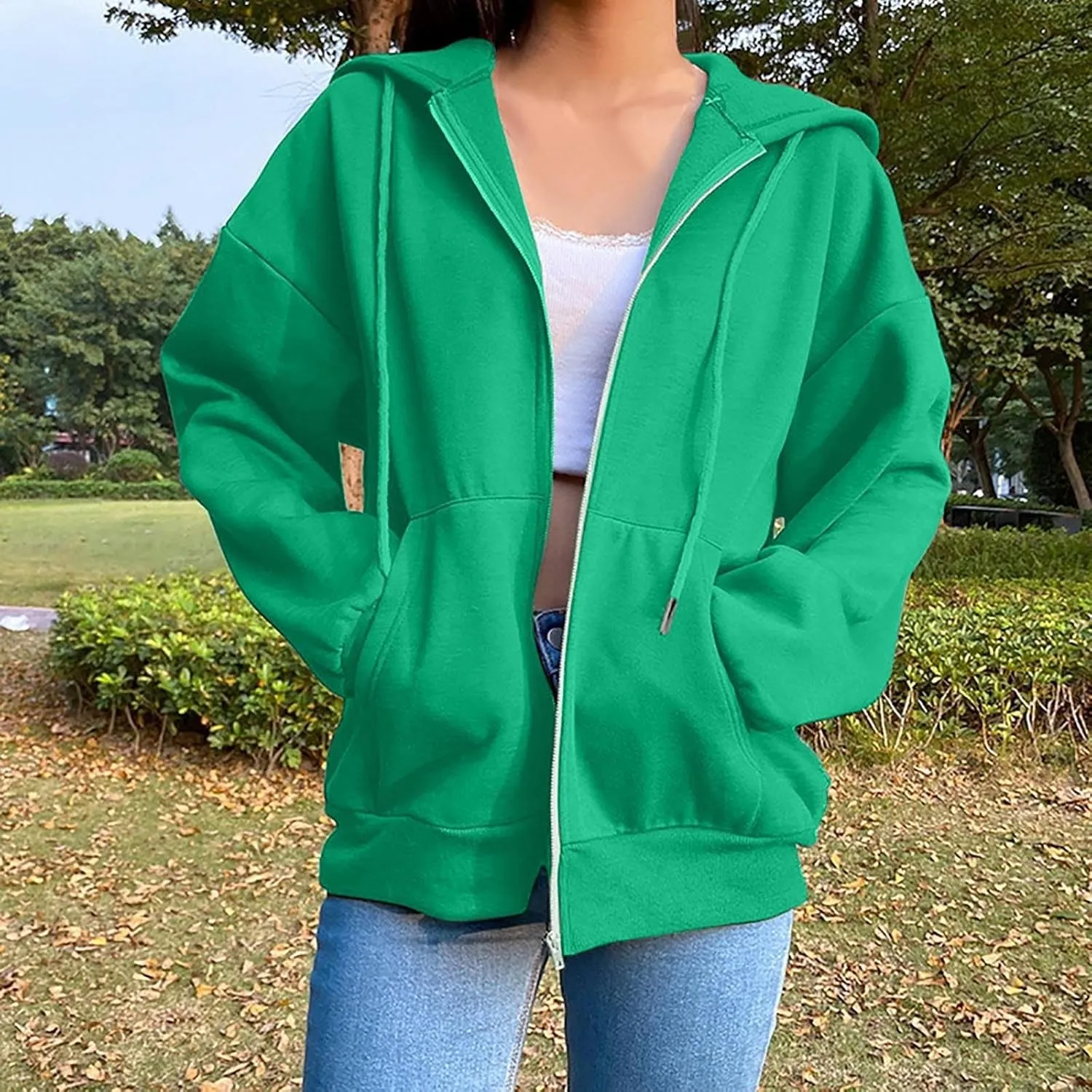 Women's Casual Hoodies Long Sleeve Hooded Zipper Solid Color Coat Casual Warm Outwear Women's Casual Hoodies Long