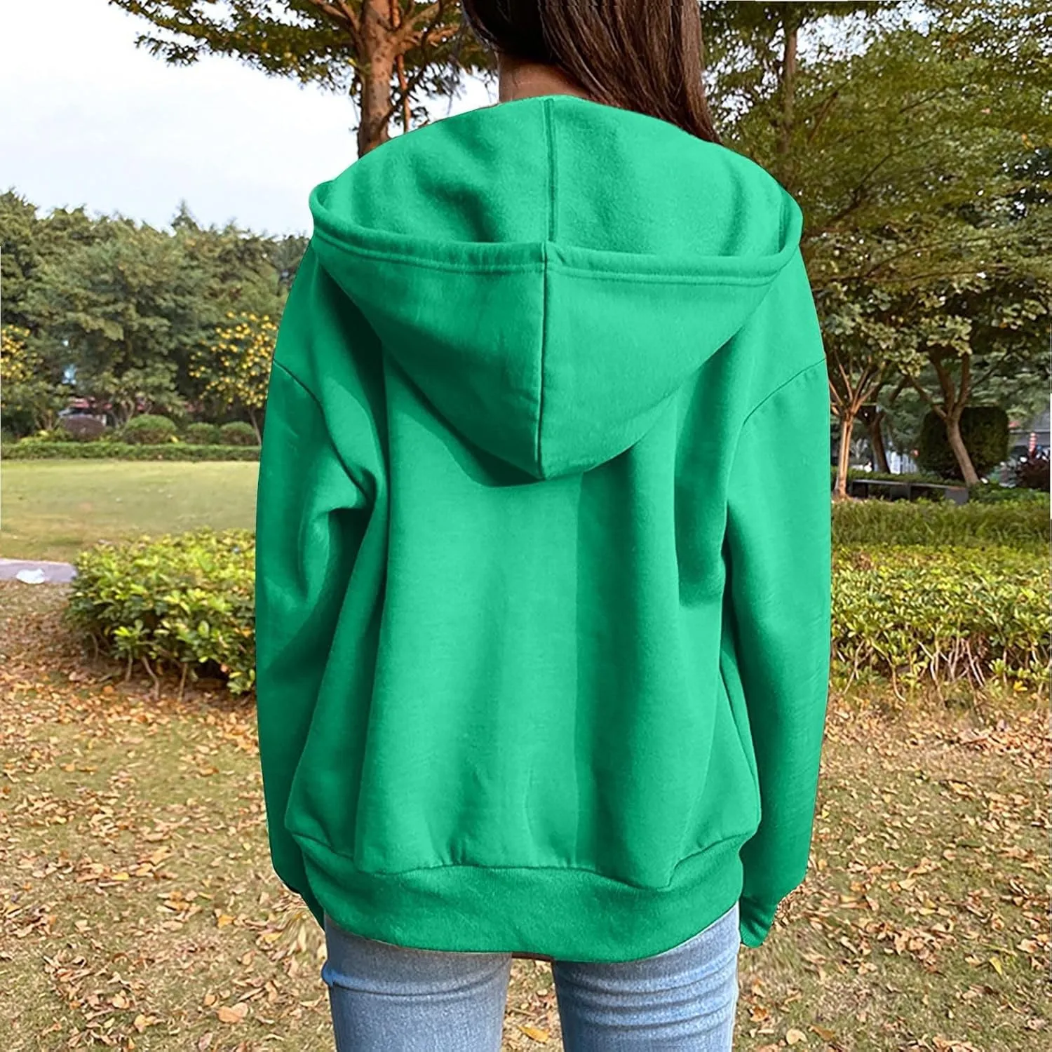 Women's Casual Hoodies Long Sleeve Hooded Zipper Solid Color Coat Casual Warm Outwear Women's Casual Hoodies Long