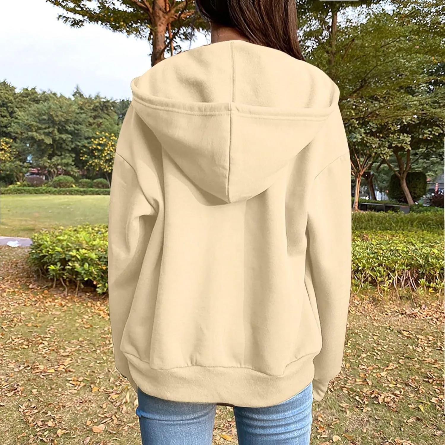 Women's Casual Hoodies Long Sleeve Hooded Zipper Solid Color Coat Casual Warm Outwear Women's Casual Hoodies Long