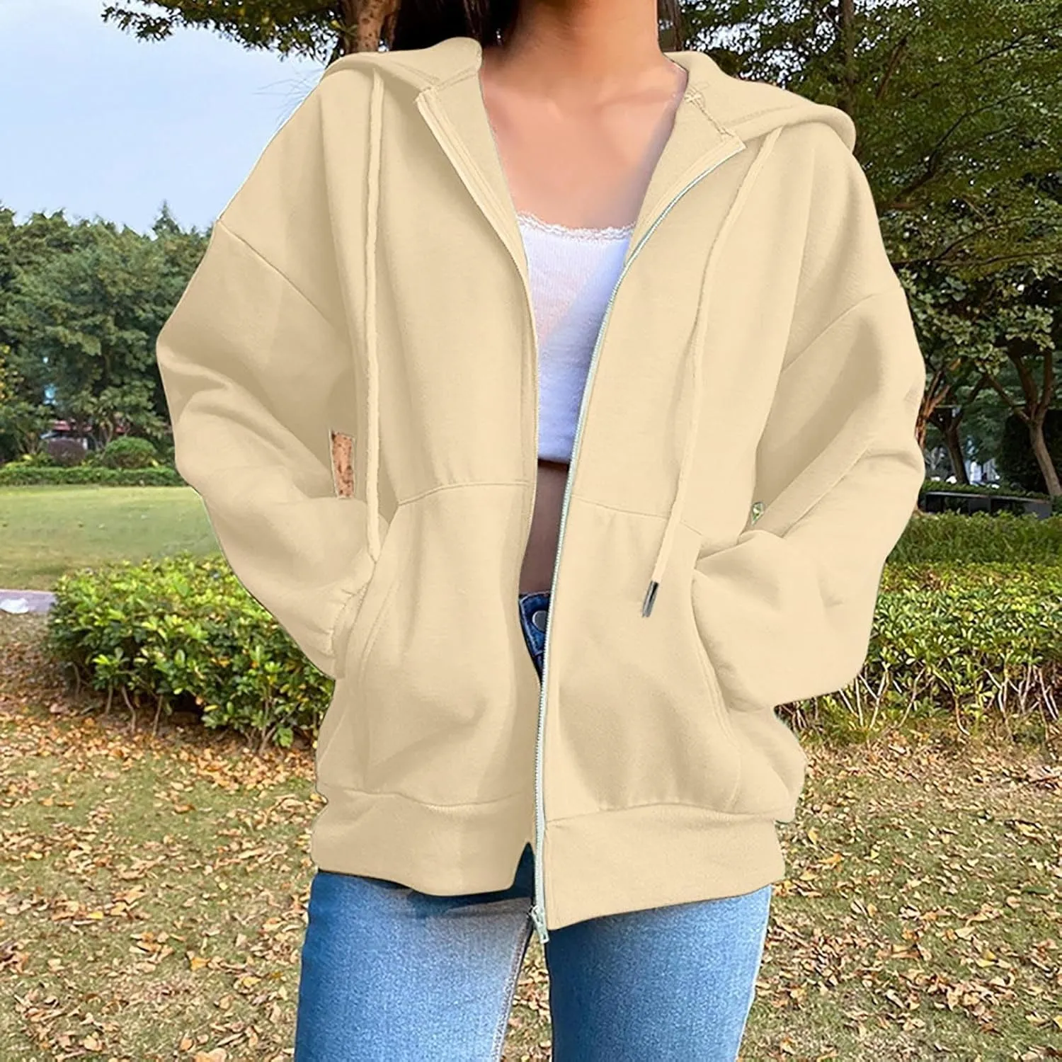 Women's Casual Hoodies Long Sleeve Hooded Zipper Solid Color Coat Casual Warm Outwear Women's Casual Hoodies Long