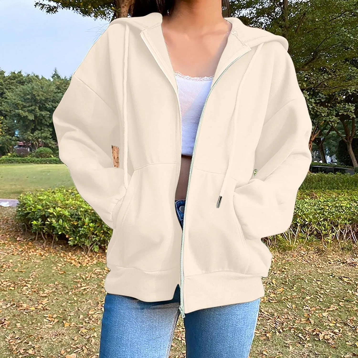 Women's Casual Hoodies Long Sleeve Hooded Zipper Solid Color Coat Casual Warm Outwear Women's Casual Hoodies Long