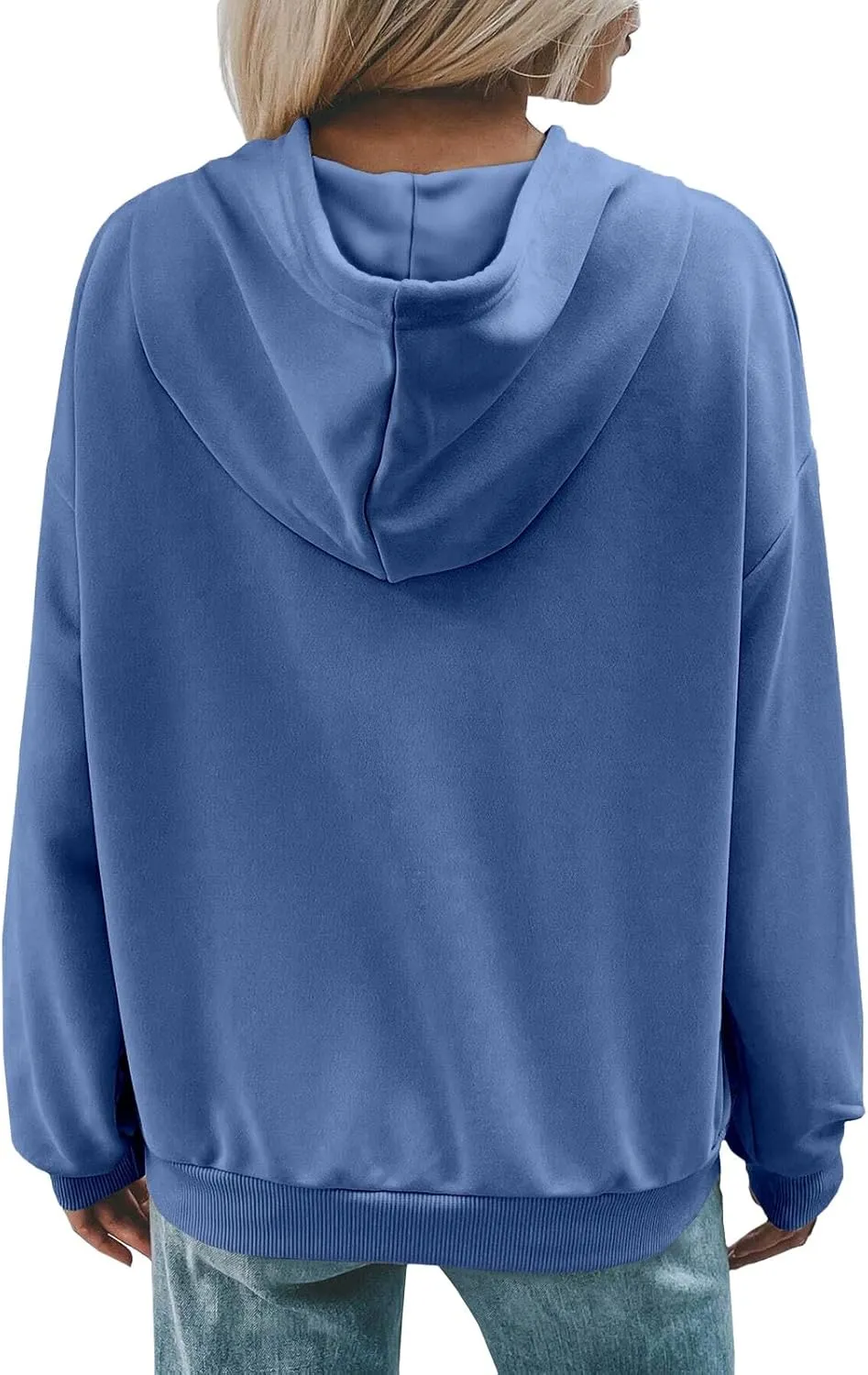 Women's Casual Hoodies Long Sleeve Solid Lightweight Pullover Tops Loose Comfy Sweatshirt with Pocket