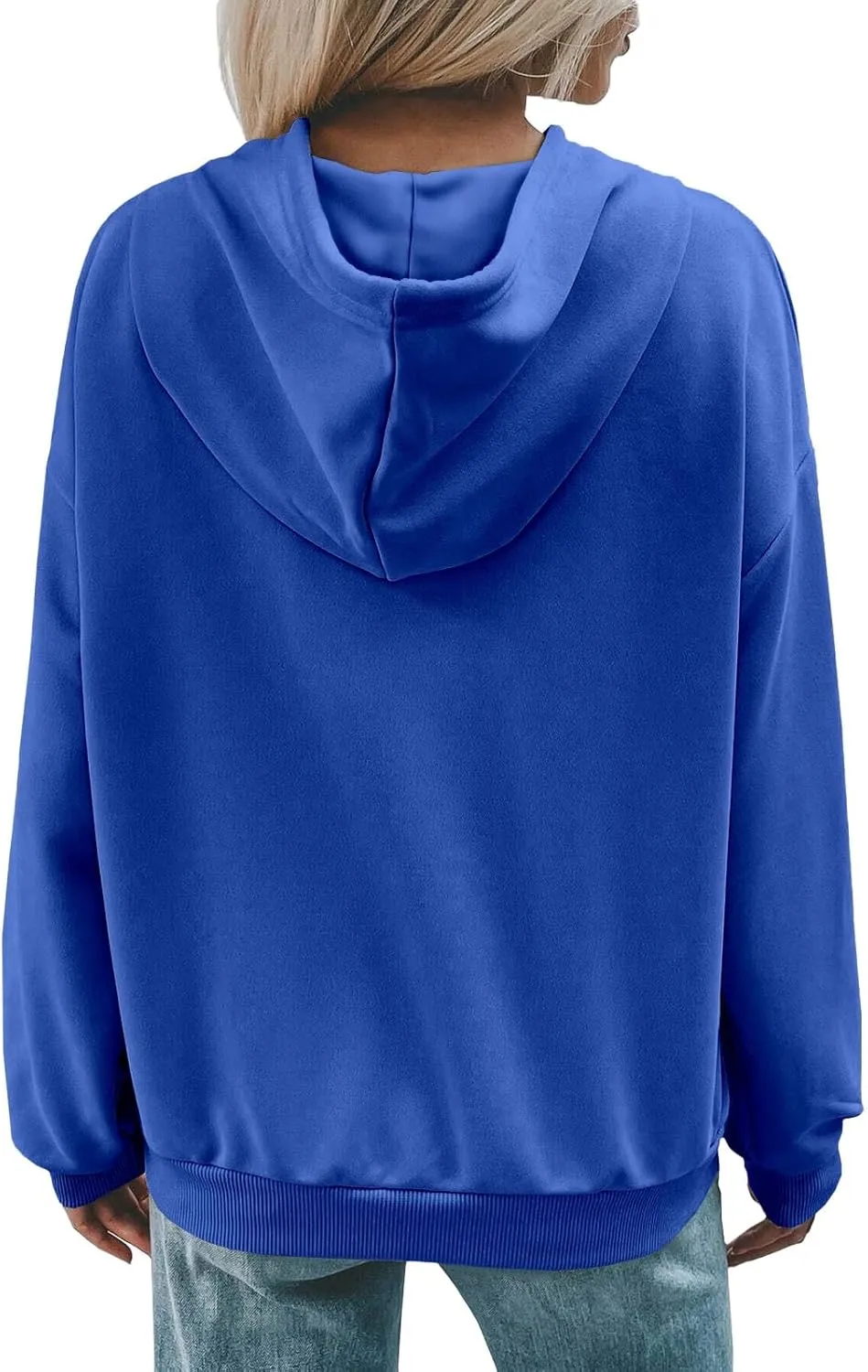 Women's Casual Hoodies Long Sleeve Solid Lightweight Pullover Tops Loose Comfy Sweatshirt with Pocket