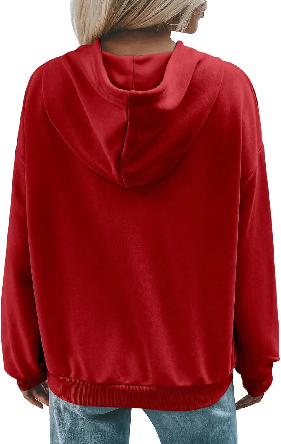 Women's Casual Hoodies Long Sleeve Solid Lightweight Pullover Tops Loose Comfy Sweatshirt with Pocket