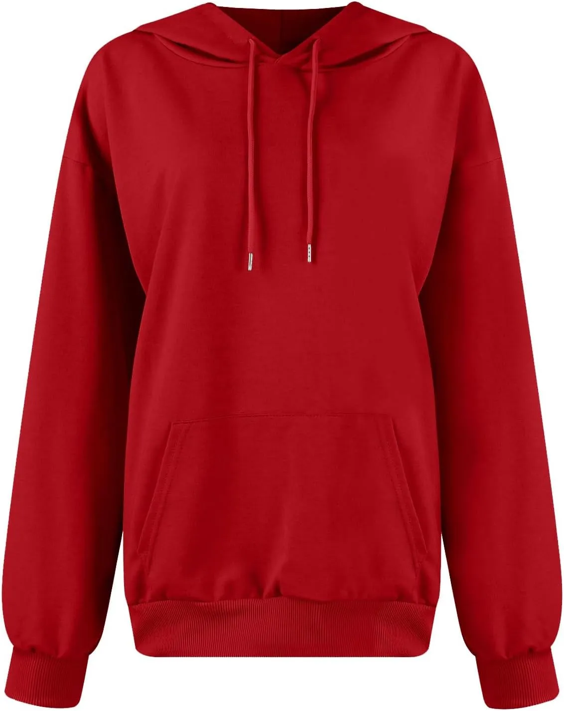 Women's Casual Hoodies Long Sleeve Solid Lightweight Pullover Tops Loose Comfy Sweatshirt with Pocket