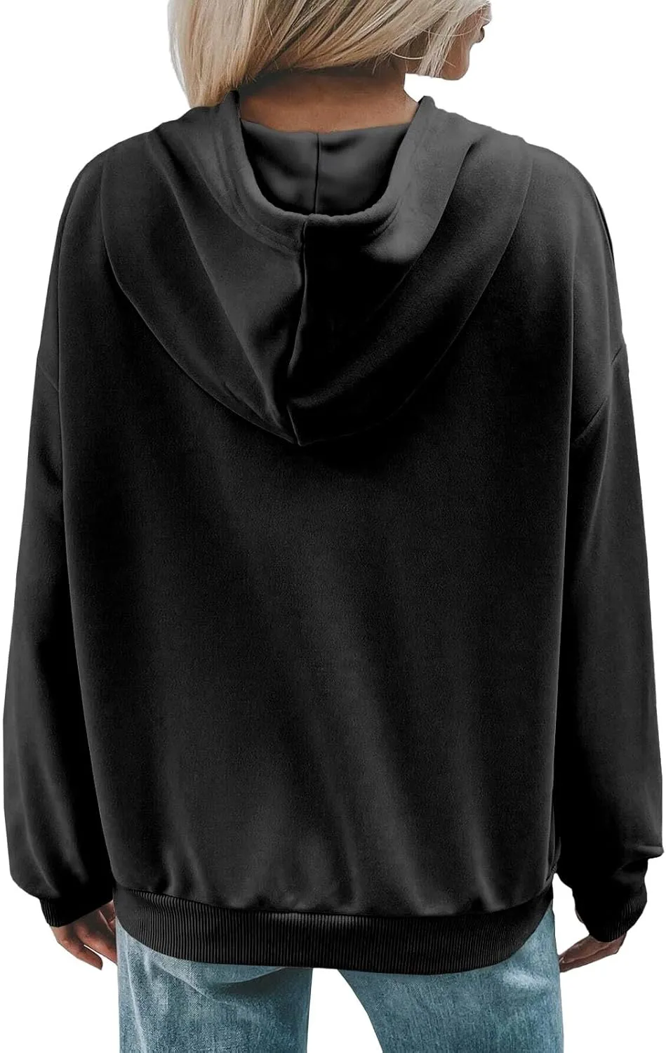 Women's Casual Hoodies Long Sleeve Solid Lightweight Pullover Tops Loose Comfy Sweatshirt with Pocket