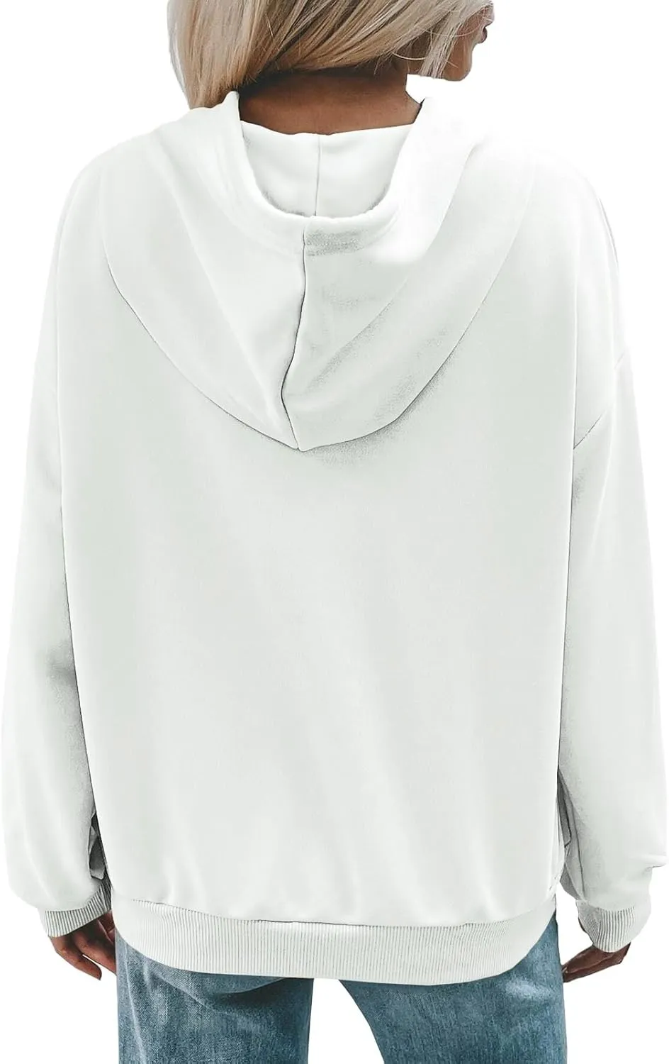 Women's Casual Hoodies Long Sleeve Solid Lightweight Pullover Tops Loose Comfy Sweatshirt with Pocket