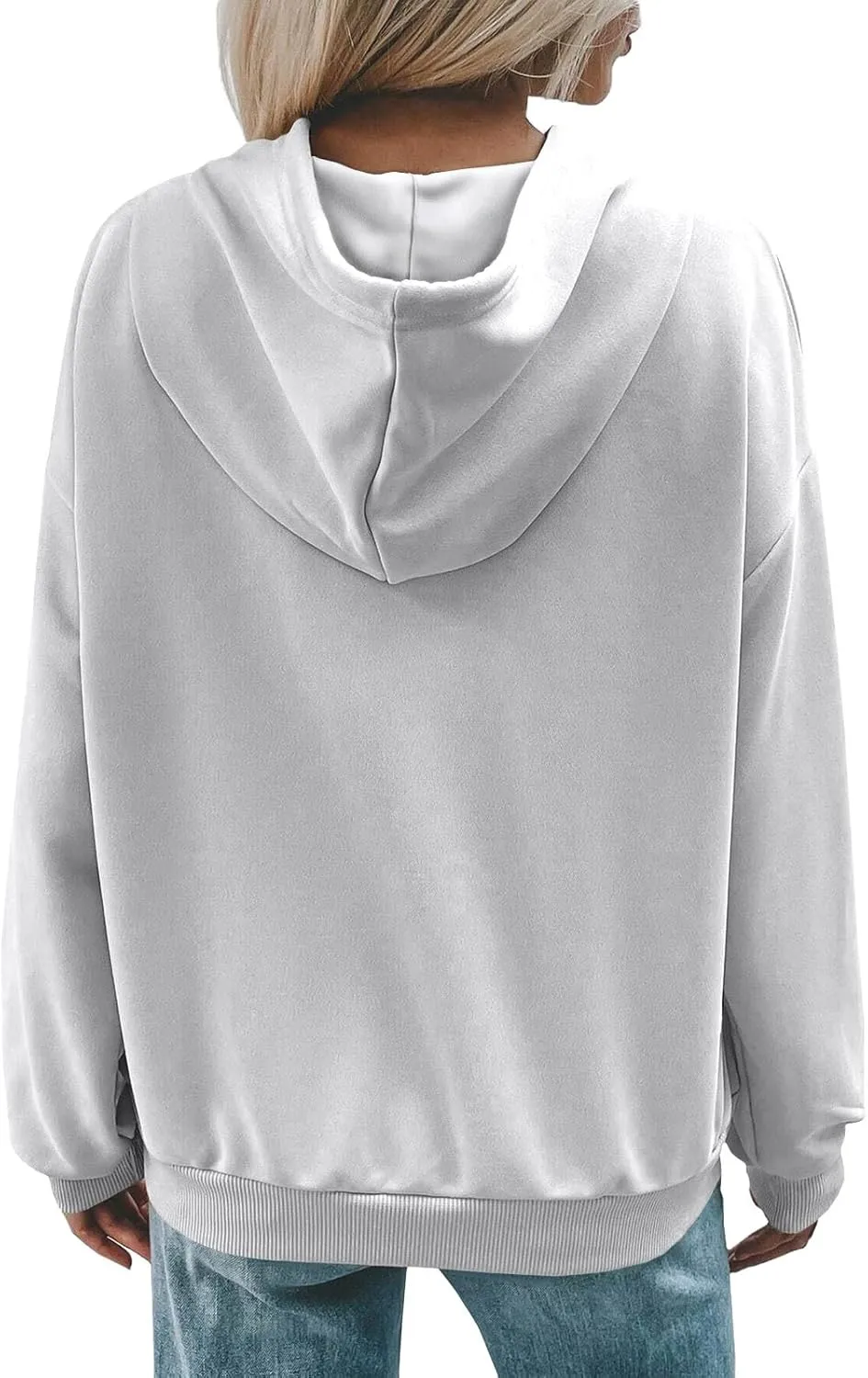 Women's Casual Hoodies Long Sleeve Solid Lightweight Pullover Tops Loose Comfy Sweatshirt with Pocket