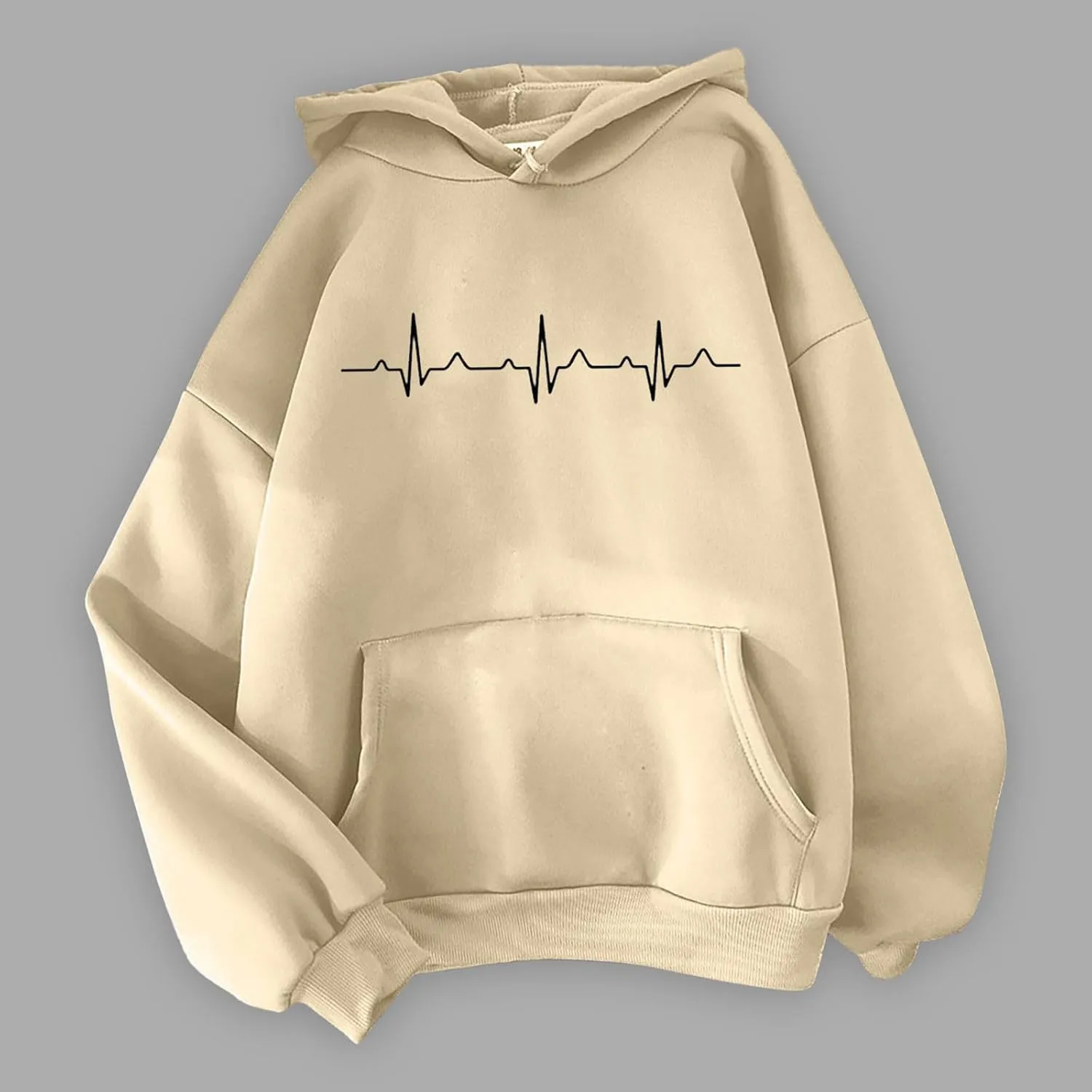 Women's Casual Hoodies Long Sleeve Women'S Heartbeat Pattern Printed Hoodie Hoodie Drawstring Loose Available in