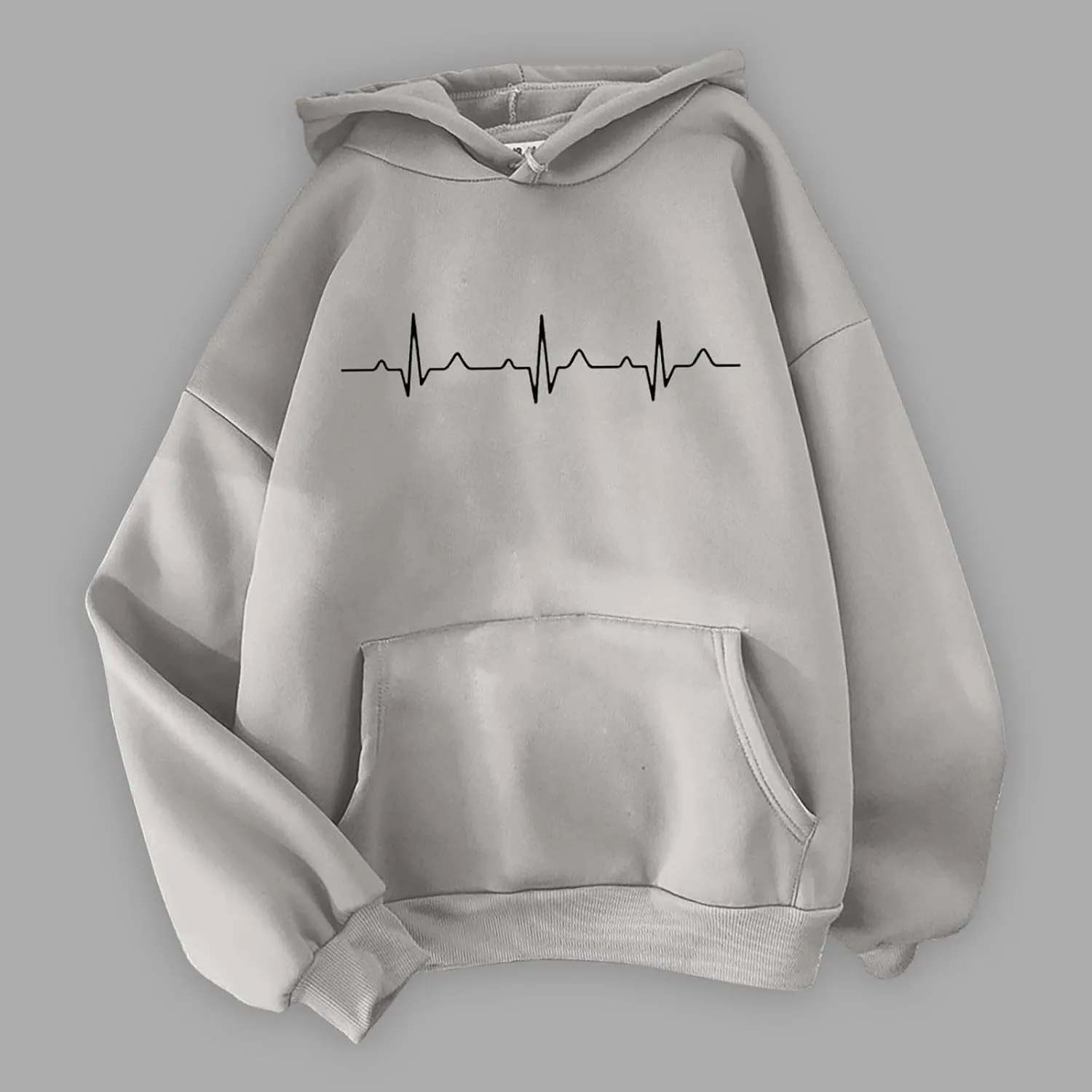 Women's Casual Hoodies Long Sleeve Women'S Heartbeat Pattern Printed Hoodie Hoodie Drawstring Loose Available in