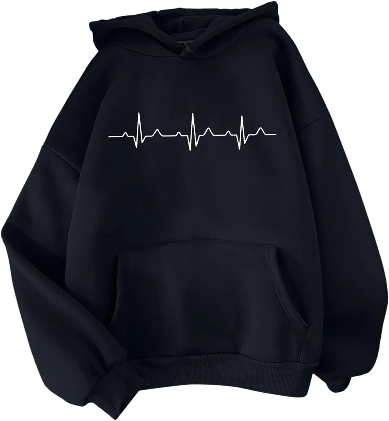 Women's Casual Hoodies Long Sleeve Women'S Heartbeat Pattern Printed Hoodie Hoodie Drawstring Loose Available in