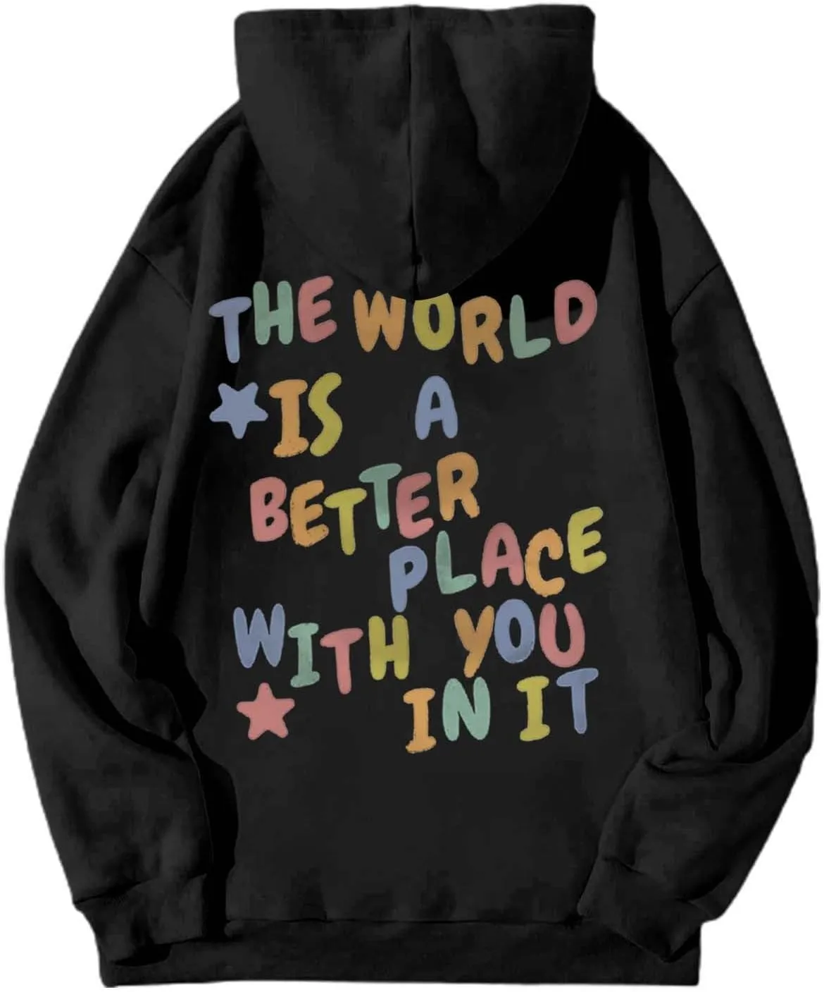 Women's Casual Hoodies Long Sleeve Women's Letter Print Long Sleeved Sweatshirt Casual Blouse Pullover Solid Color