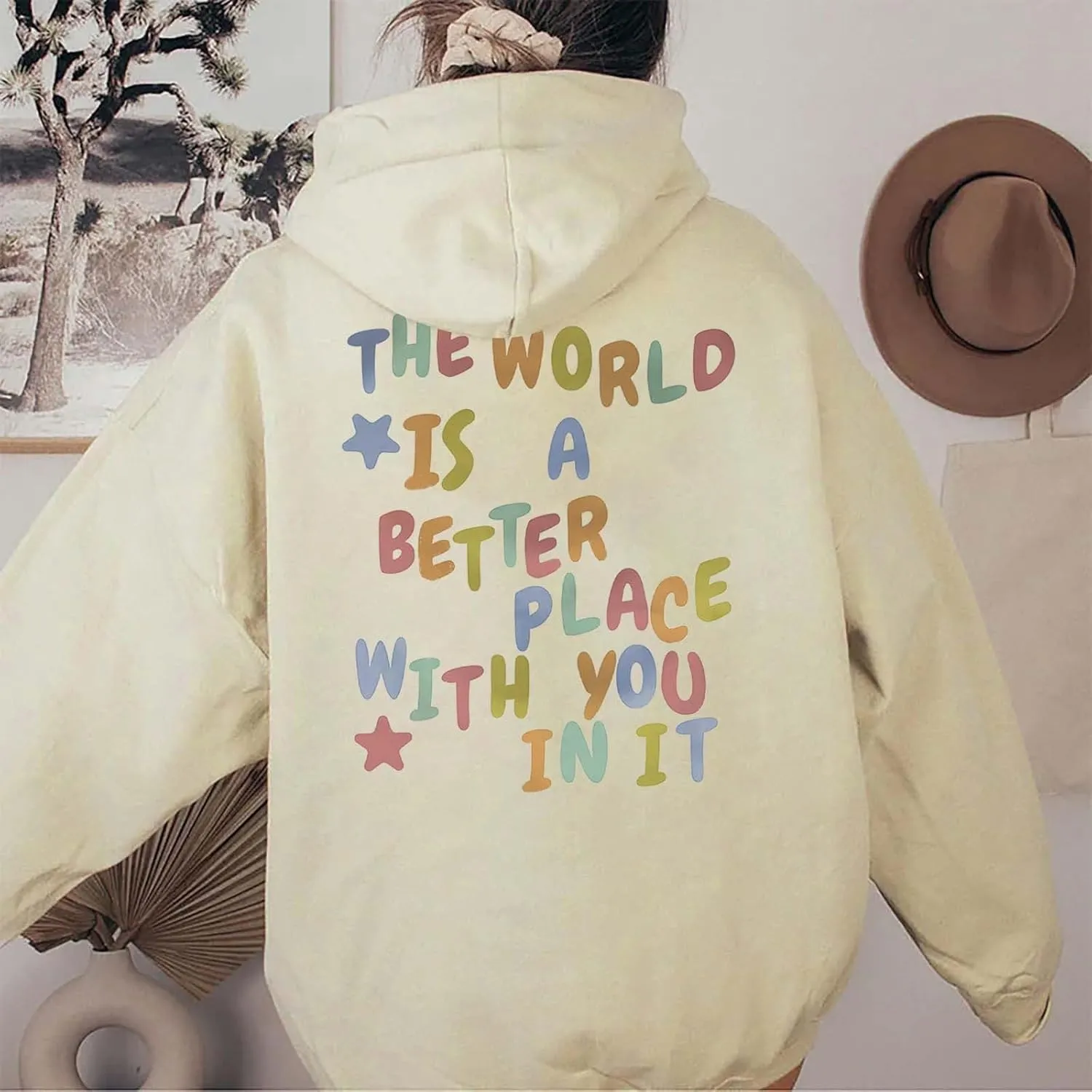Women's Casual Hoodies Long Sleeve Women's Letter Print Long Sleeved Sweatshirt Casual Blouse Pullover Solid Color