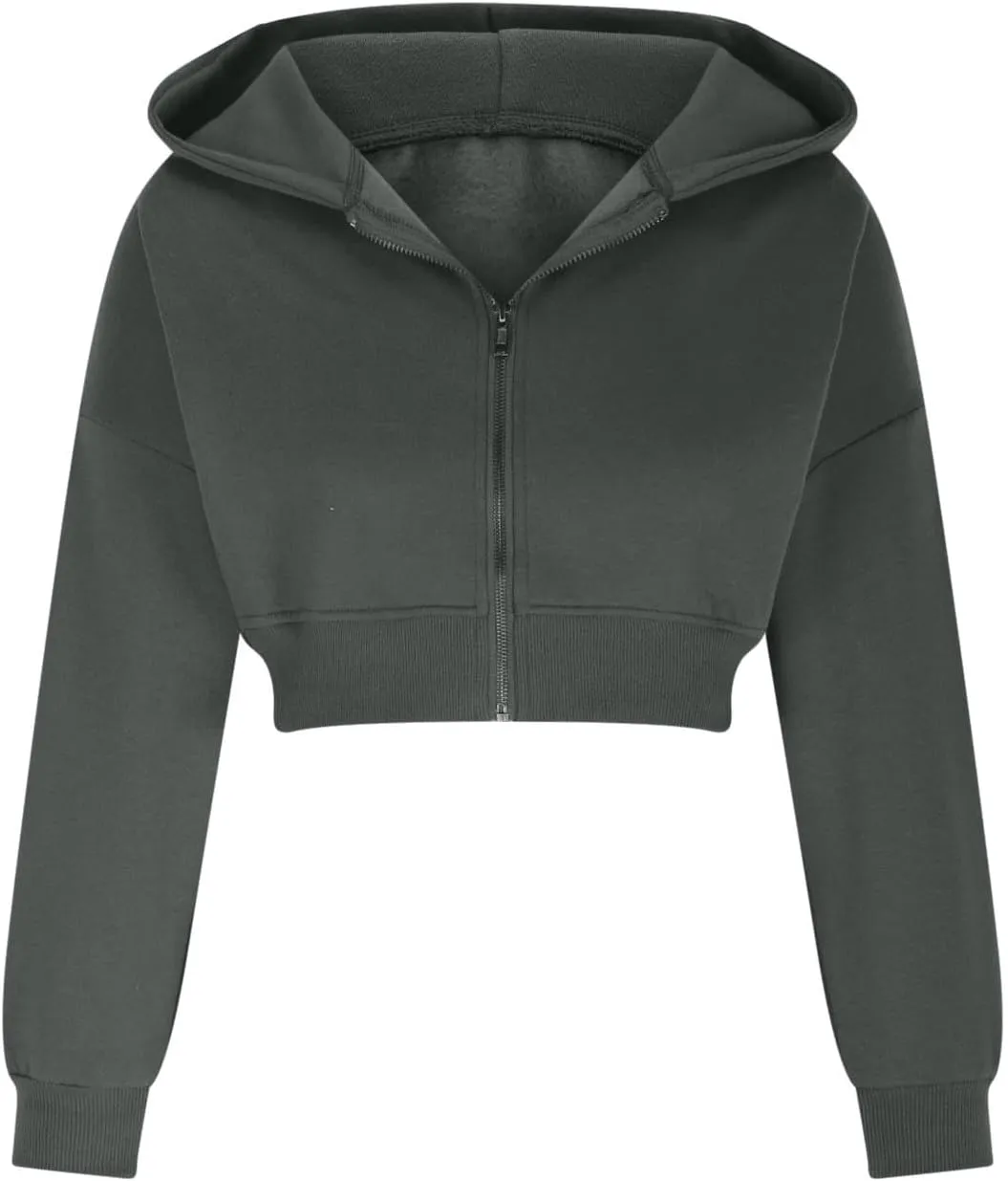 Womens Cropped Hoodies Zip Up Sweatshirts Fashion Teen Girls Y2k Clothes Workout Crop Tops Casual Long Sleeve Jackets